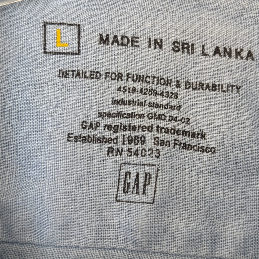 Men's GAP Light Blue Denim/Linen Casual Shirt - Picture 2 of 6